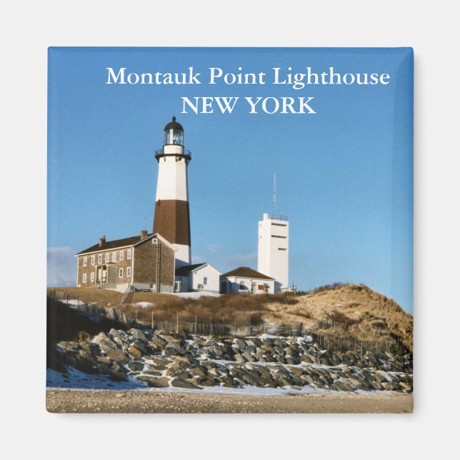 Imã Montauk Point Lighthouse, New York Magnet (Frente)