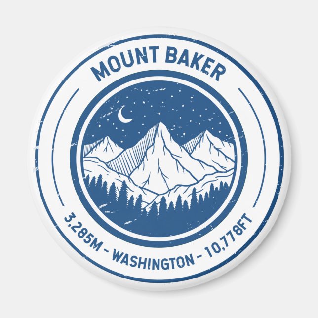 Imã Monte Baker Washington - Viagem do Skiking (Frente)