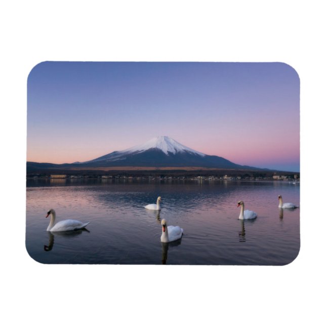 Ímã Monte Fuji | Lago Yamanaka com Cisnes (Horizontal)