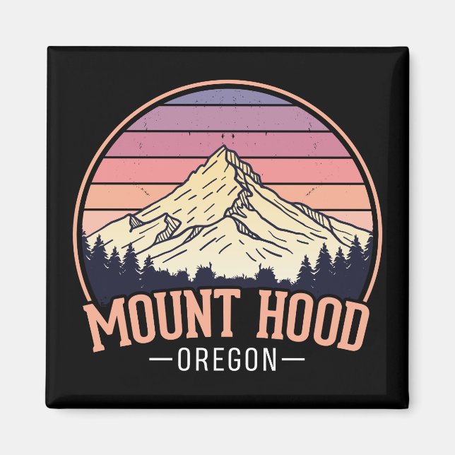 Imã Monte Hood Colorido Oregon – Viagem Retro (Frente)