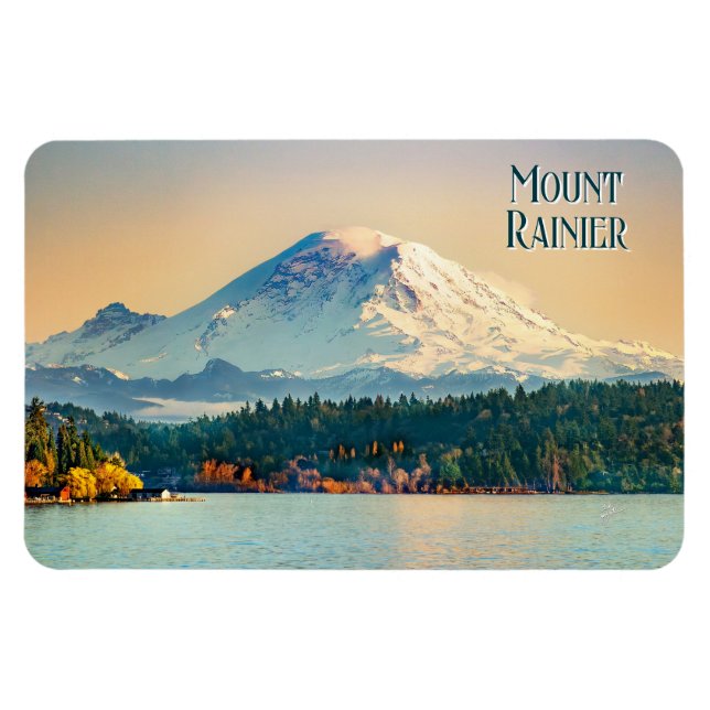Ímã Monte Rainier Lake Washington Pacífico Noroeste (Horizontal)