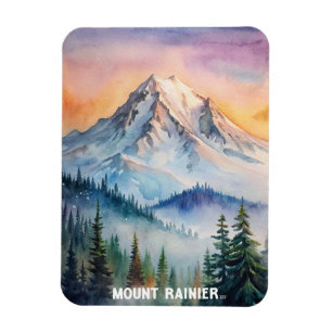 Ímã Monte Rainier National Park - Impressão em Aquarel