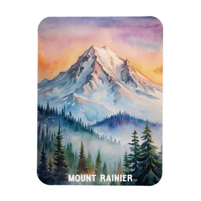 Ímã Monte Rainier National Park - Impressão em Aquarel (Vertical)