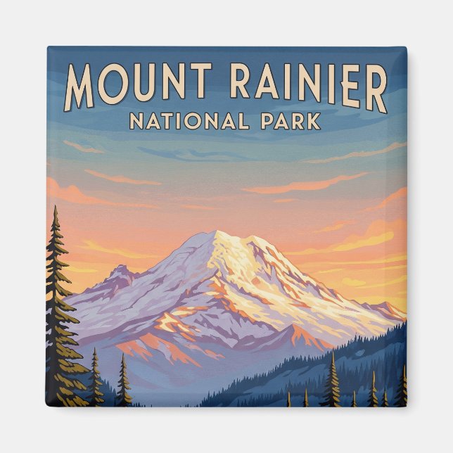 Imã Monte Rainier National Park viagem Washington (Frente)