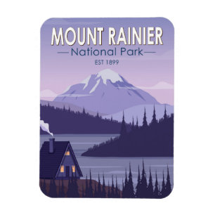 Ímã Monte Rainier National Park Washington Cabin Retro