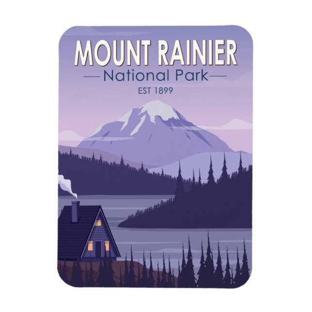 Ímã Monte Rainier National Park Washington Cabin Retro (Vertical)