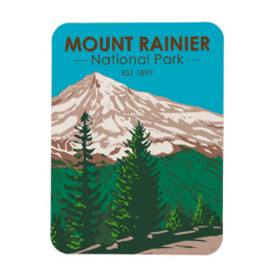 Ímã Monte Rainier National Park Washington Vintage