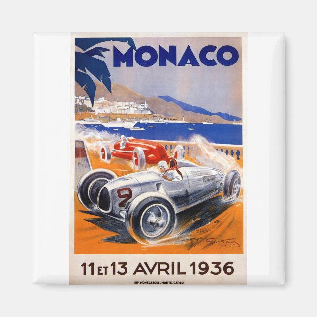 Imã montecarlo-monaco da poster viagens vintage (Frente)