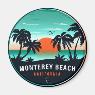 Imã Monterey Beach California Retro Sunset Souvenirs