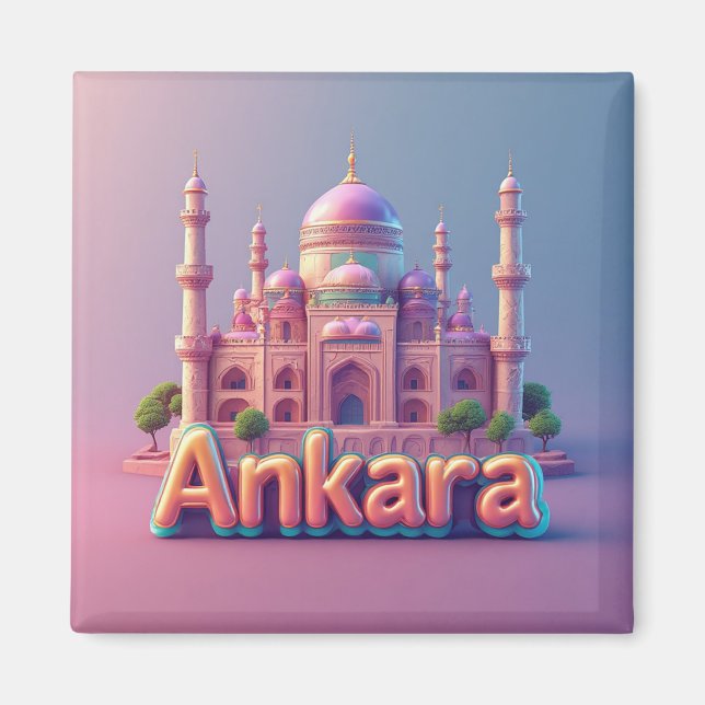 Imã Monumento Fantasia de Ancara com Domos Pastel (Frente)