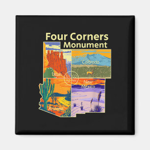 Imã Monumento Vintage Four Corners Com Parque Nacional