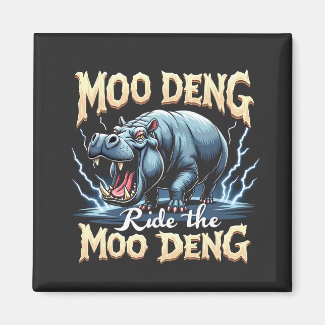 Imã Moo Deng Ride the Moo Deng Funny Hippo (Frente)