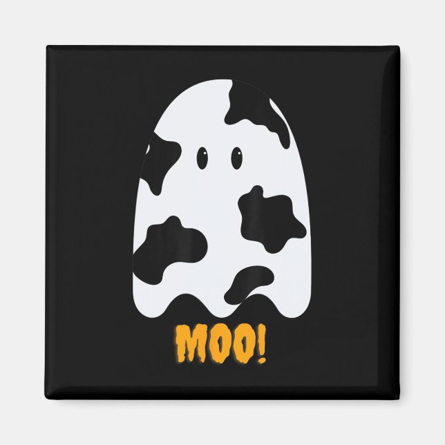 Imã Moo! Vaca Impressão do Fantasma de Halloween (Frente)