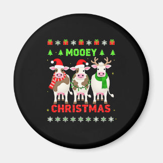 Imã Mooey Christmas Cow Christmas Ugly Sweater Pajama 