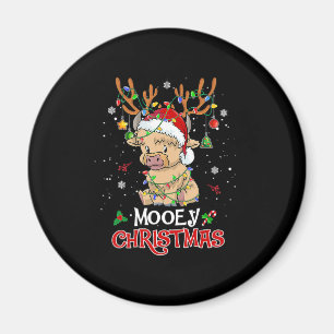 Imã Mooey Highland Cow Christmas