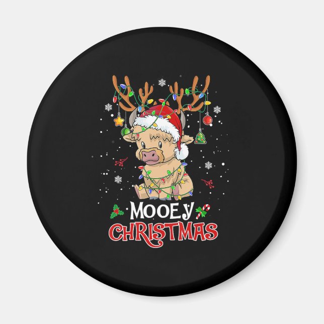 Imã Mooey Highland Cow Christmas (Frente)