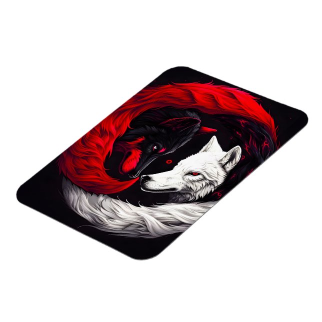 Ímã Moon Crimson Red White Wolf (Left Side)