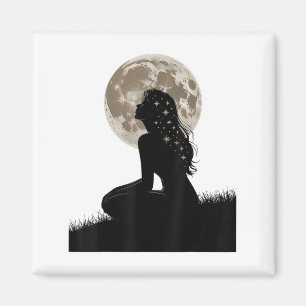 Imã Moon Plenamente Sentindo Garota Design Astrologia