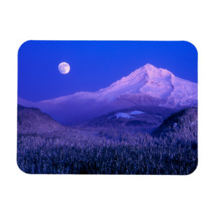 Ímã Moonrise sobre o Monte Hood Oregon no inverno