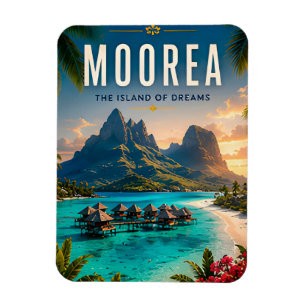 Ímã 🌴 Moorea Polinésia Francesa Decoração de Luxo par