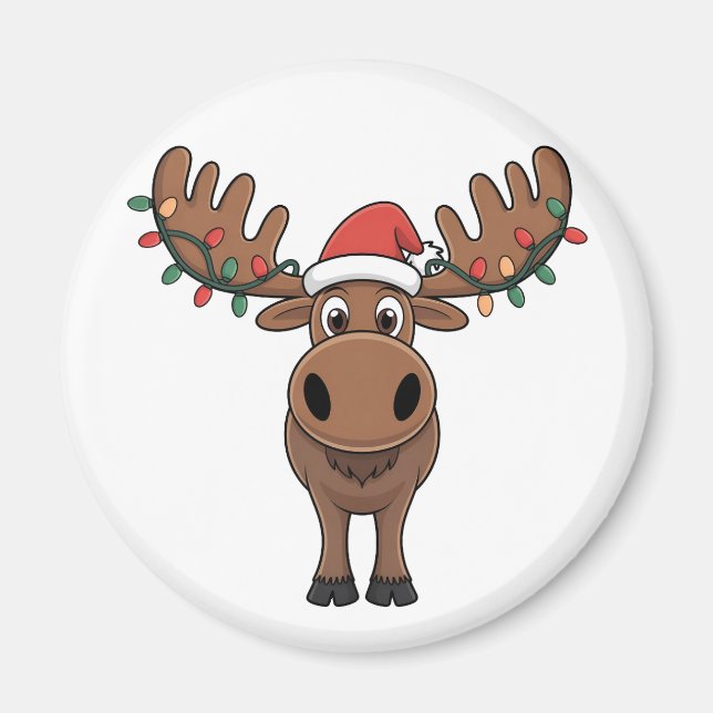 Imã Moose da árvore de Natal Luz Engraçada Xmas Moose  (Frente)