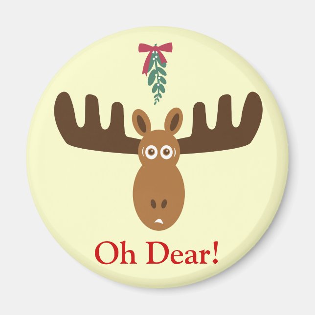 Imã Moose Head_Mooseltoe_Oh Caro! Magno de férias (Frente)