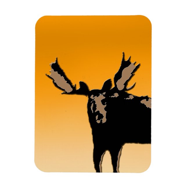 Ímã Moose no Sunset - Arte original sobre a vida selva (Vertical)