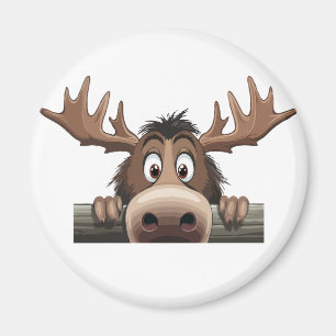 Imã Moose Peeking Bela Cartografia Animal Engraçada Ad
