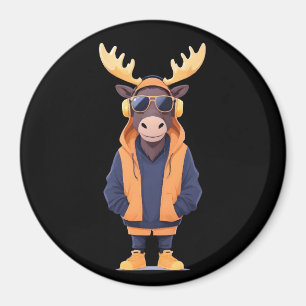 Imã Moose Vestindo Hoodie Funny Legal Caráter Animal