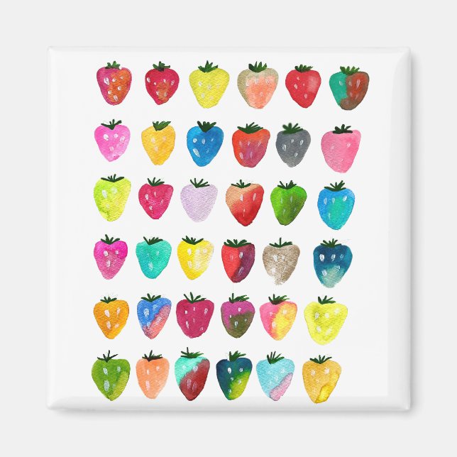 Imã Morango doce doce fruta doce aquarela (Frente)