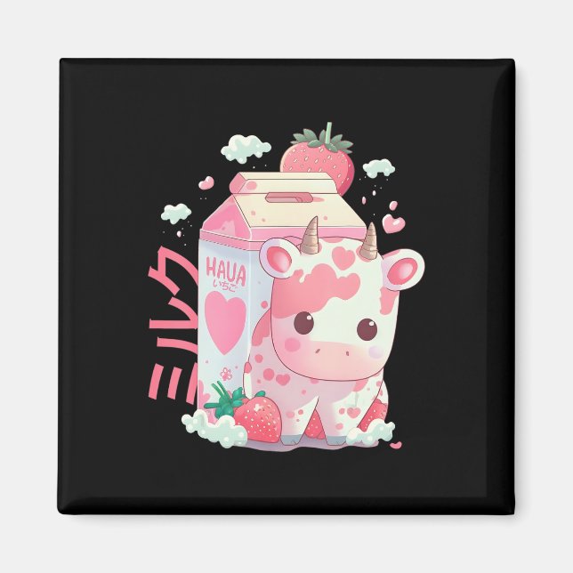 Imã Morango Leite Milhar Vaca Boca Cute Kawaii J (Frente)