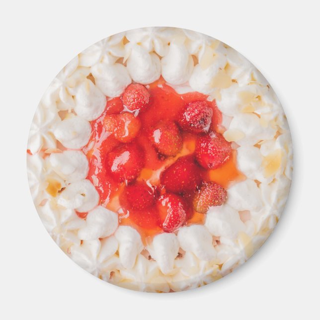 Imã Morango tarolo sobremesa branco vermelho (Frente)