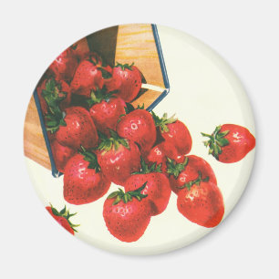Imã Morangos na cesta, bagas do vintage da fruta da
