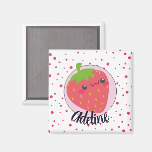 Imã Morangueiro Fofo com Bolinhas Personalizado