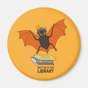 Imã Morcego Leitor Bibliotecário Caprichoso com Livr