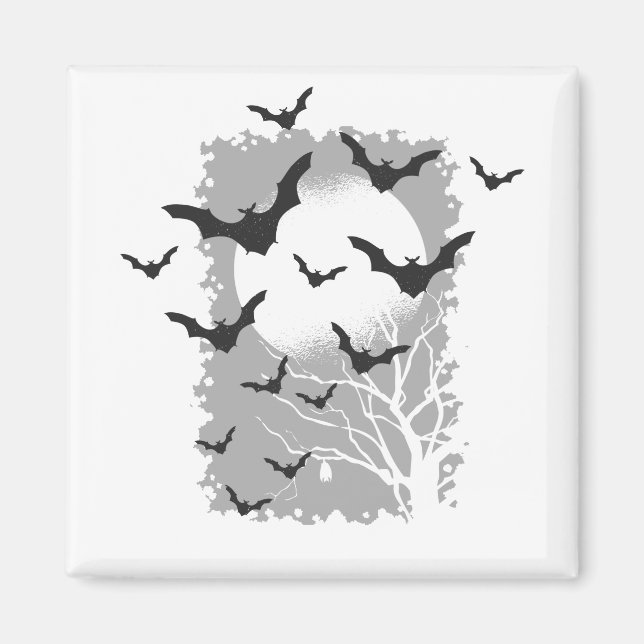 Imã Morcegos de Halloween Silhueta Preta Vampiros Voad (Frente)