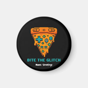 Imã Morde a Falha Retro 8-Bit Pixel Pizza Gamer