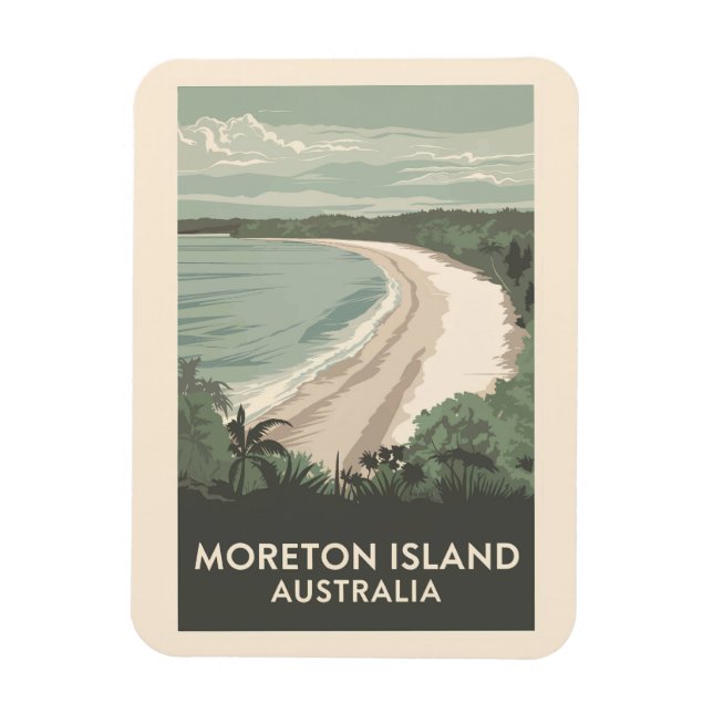 Ímã Moreton Island - Austrália - Ilustração - Viagem A (Vertical)