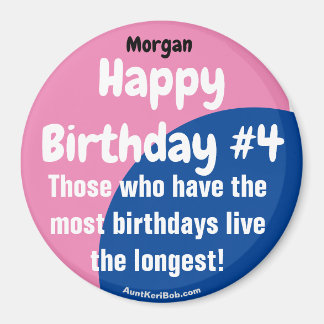 Imã Morgan Happy Birday #4 Girl Magnet