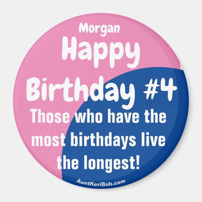 Imã Morgan Happy Birday #4 Girl Magnet (Frente)