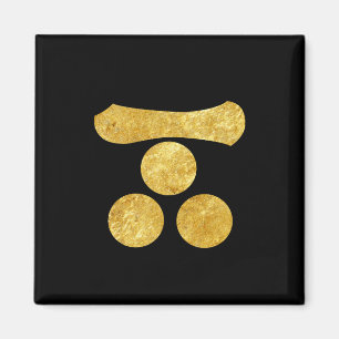 Imã Mori Mon Japonês samurai clan faux gold em preto