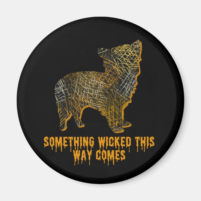 Imã Morkie Designer Dog Silhout Diversão Halloween (Frente)