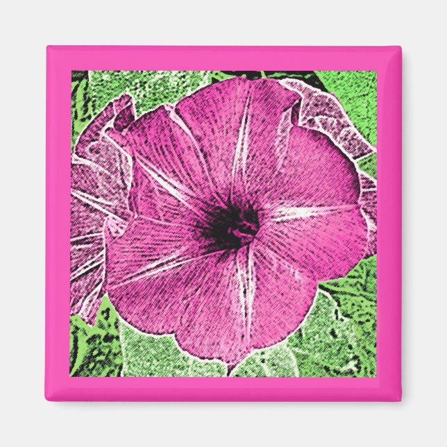 Imã Morning Glory Block Impressão - fuchsia rosa (Frente)