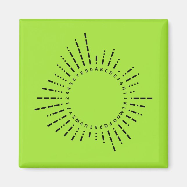 Imã Morse Code Alphabet – Neon Lime Tech (Frente)