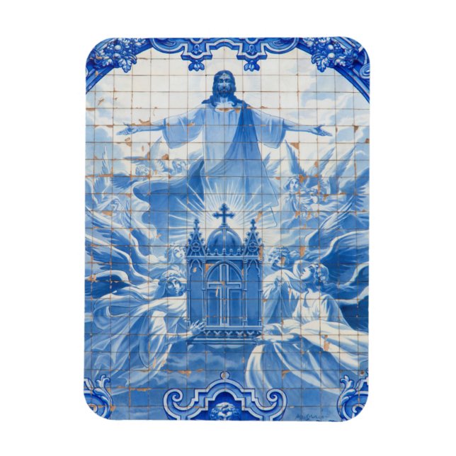 Ímã Mosaico azulejo azul de jesus, Portugal (Vertical)