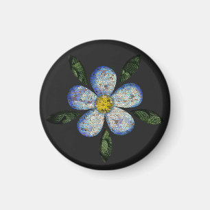Imã Mosaico botânico e simético com tema floral