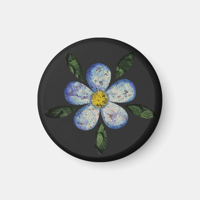 Imã Mosaico botânico e simético com tema floral (Frente)