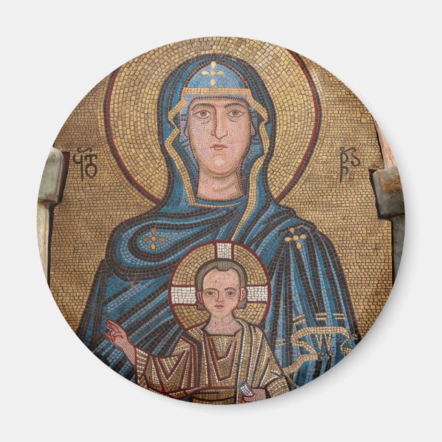 Imã Mosaico da Virgem Maria e Jesus (Frente)