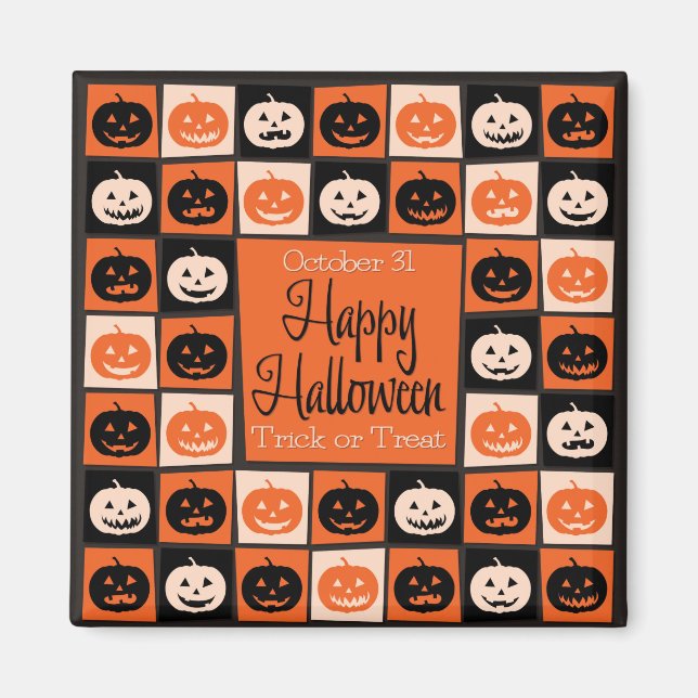 Imã Mosaico de abóbora do Halloween (Frente)