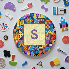 Imã Mosaico de Colcha Geométrica de Arte Popular Abstr